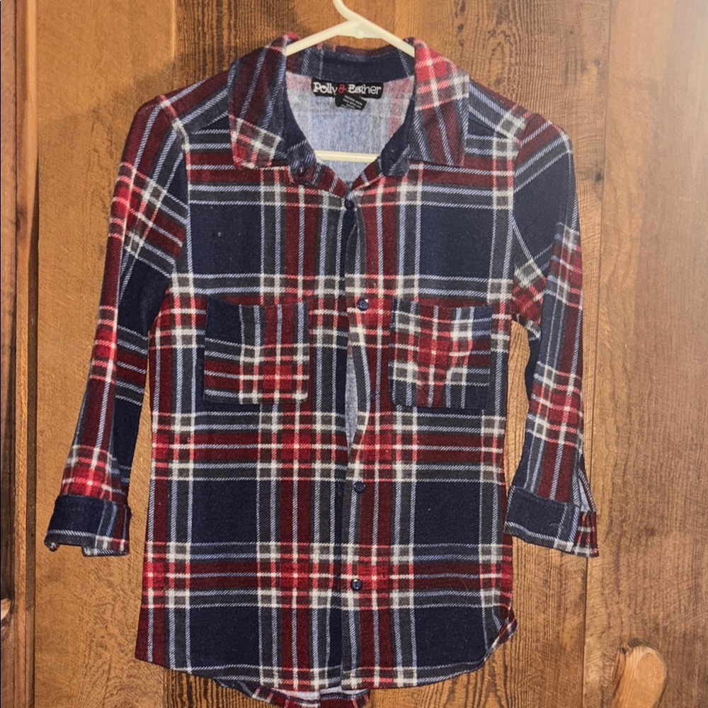 Polly & Esther Red and Blue Button Down Shirt